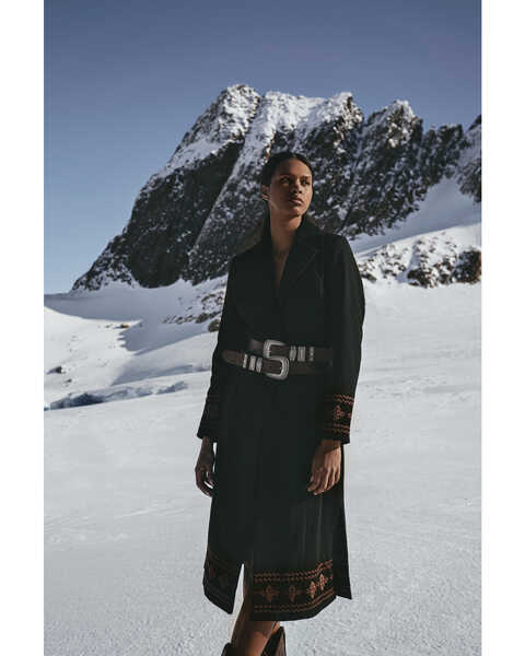 Shyanne Women's Southwestern Embroidered Coat, Black, hi-res