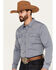 Image #2 - Cody James Men's Trainer Plaid Print Long Sleeve Western Snap Shirt, Navy, hi-res
