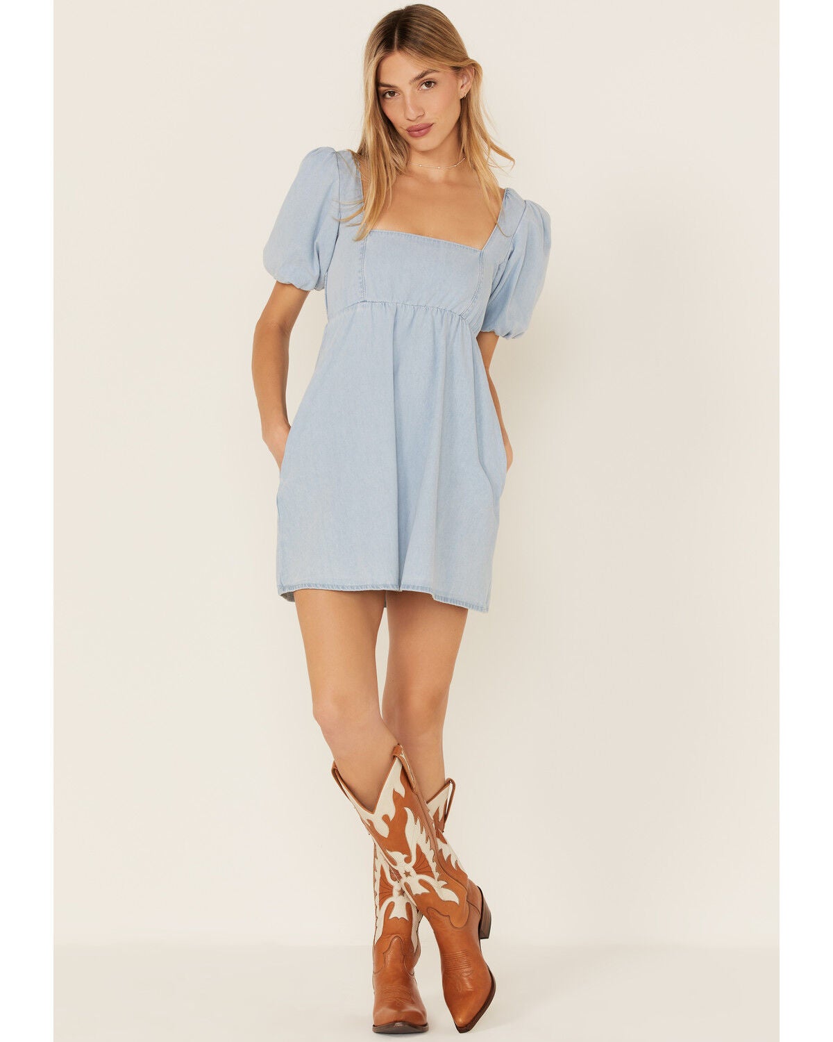 Smitten Babydoll Denim Dress 