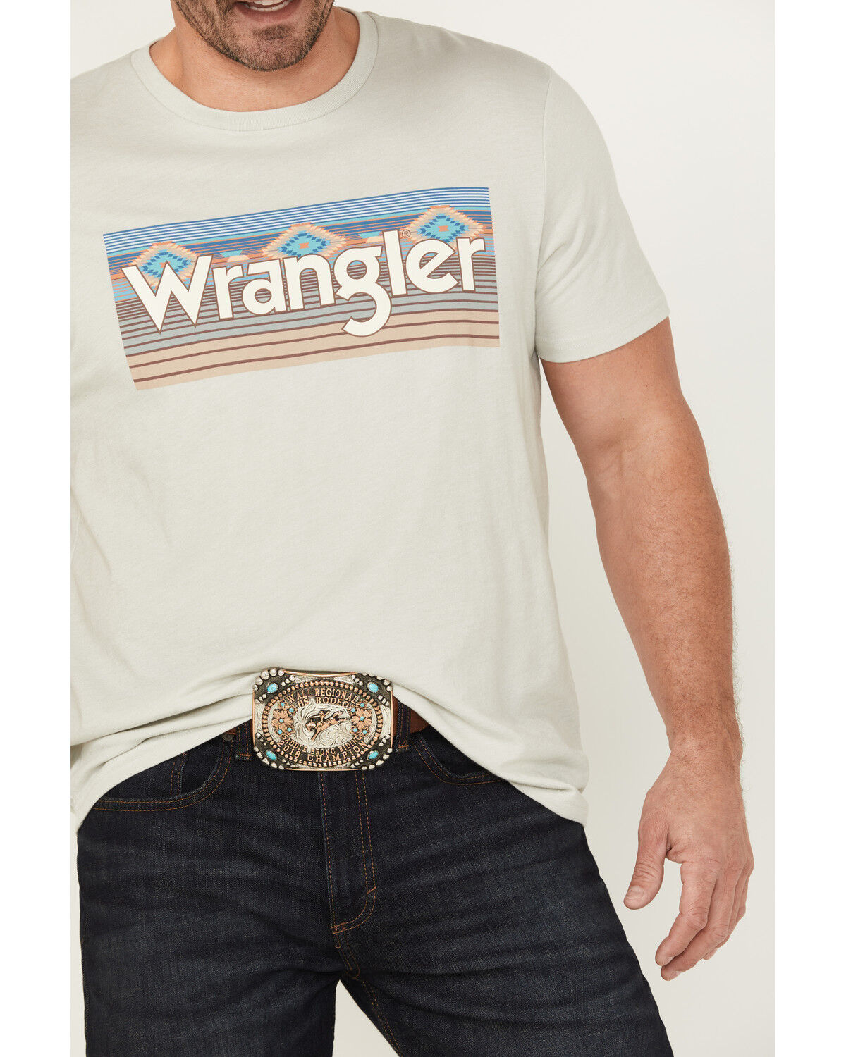 Image #3 - Wrangler Men's Southwestern Logo Short Sleeve Graphic T-Shirt, Off White, hi-res