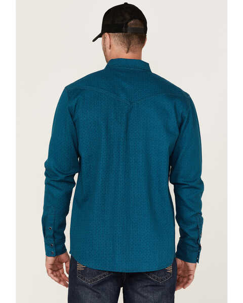 Image #4 - Cody James Men's FR Geo Print Long Sleeve Snap Work Shirt , Blue, hi-res