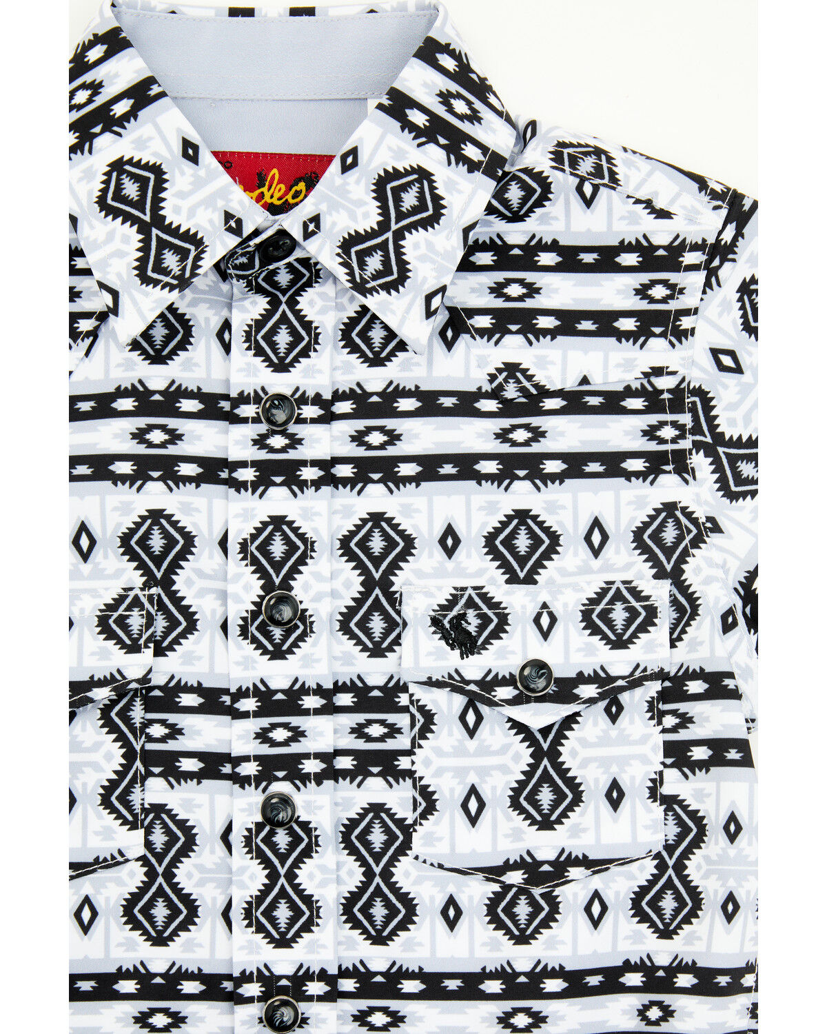 Image #2 - Rodeo Clothing Boys' Southwestern Print Short Sleeve Snap Western Shirt, White, hi-res