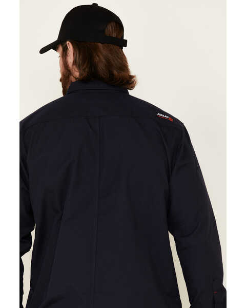 Image #5 - Ariat Men's FR Featherlight Long Sleeve Button Down Work Shirt , Navy, hi-res