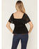 Image #4 - Originality Women's Flutter Sleeve Ruffle Peplum Top, Black, hi-res