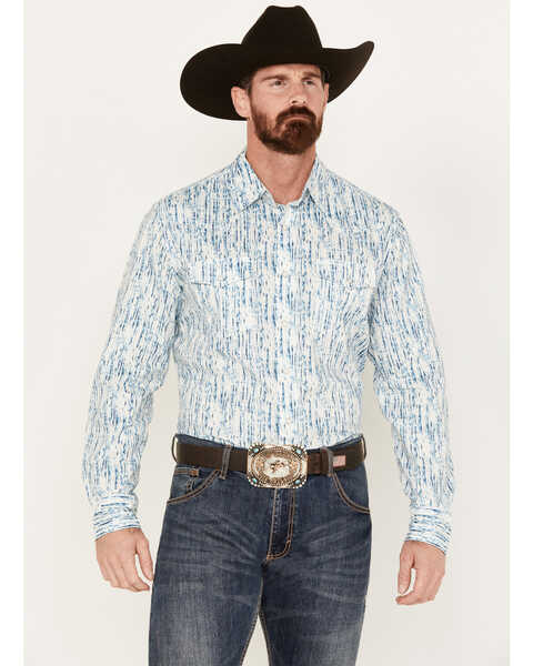 Wrangler 20X Men's Advanced Comfort Long Sleeve Western Snap Shirt, Blue, hi-res