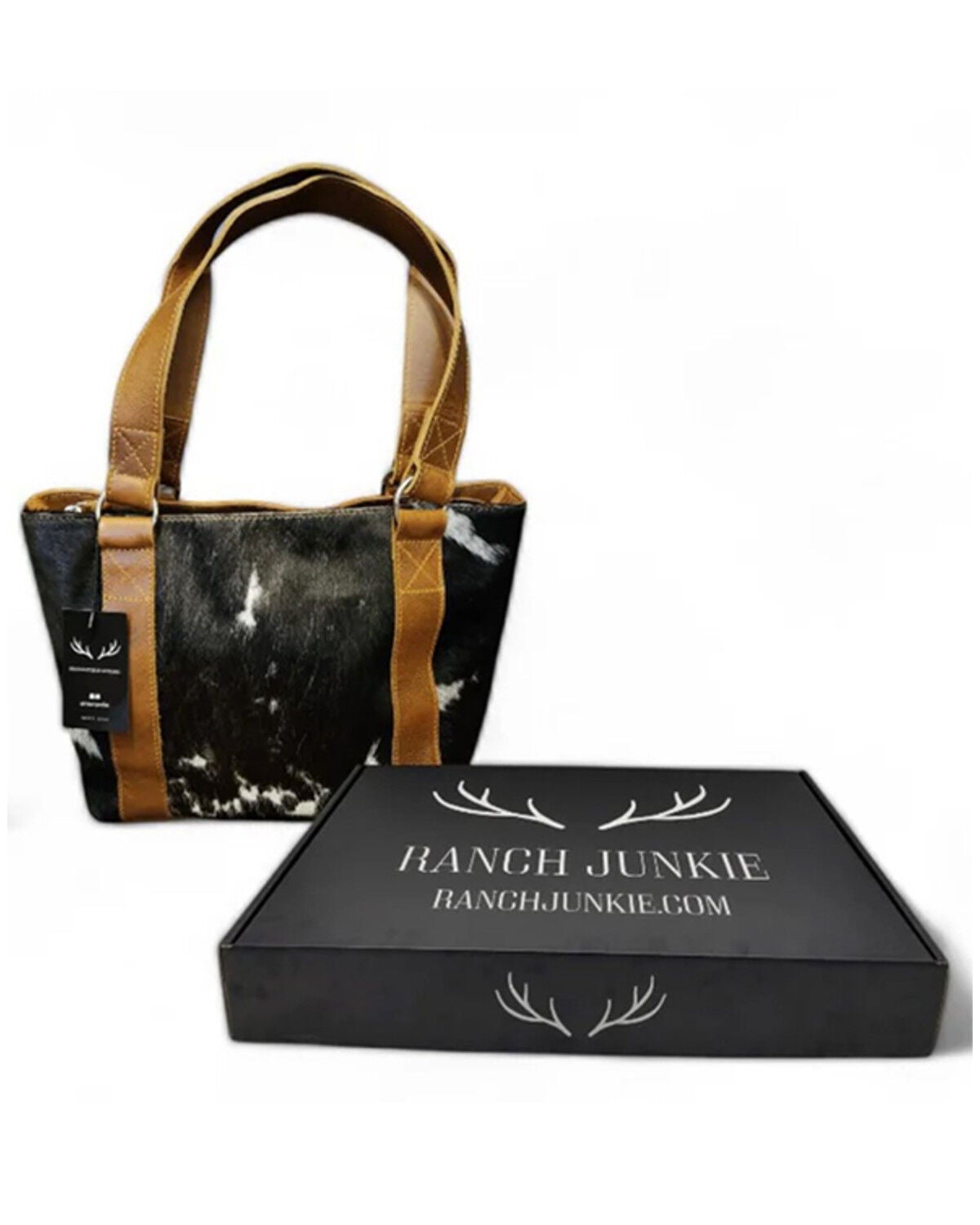 Image #2 - Ranch Junkie Women's Highlands Genuine Cowhide Tote Handbag, Black, hi-res