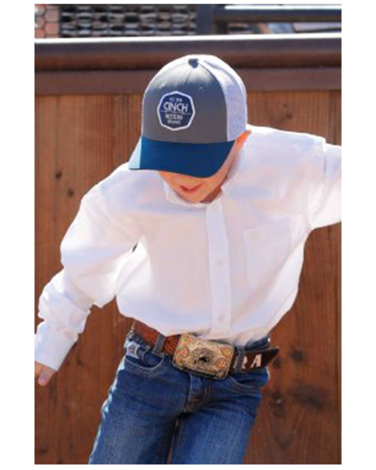 Image #1 - Cinch Boys' Patch Ball Cap, Grey, hi-res