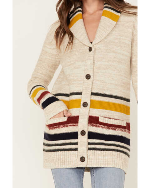 Image #3 - Pendleton Women's Striped Knit Cardigan Sweater, Ivory, hi-res