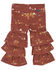 Image #2 - Wrangler Toddler Girls' Conversation Print Tiered Flare Denim Jeans, Brown, hi-res