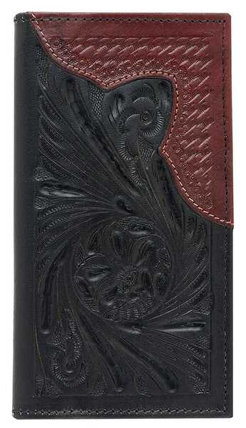 American West Men's Rodeo Mahogany Leather Wallet, Black, hi-res