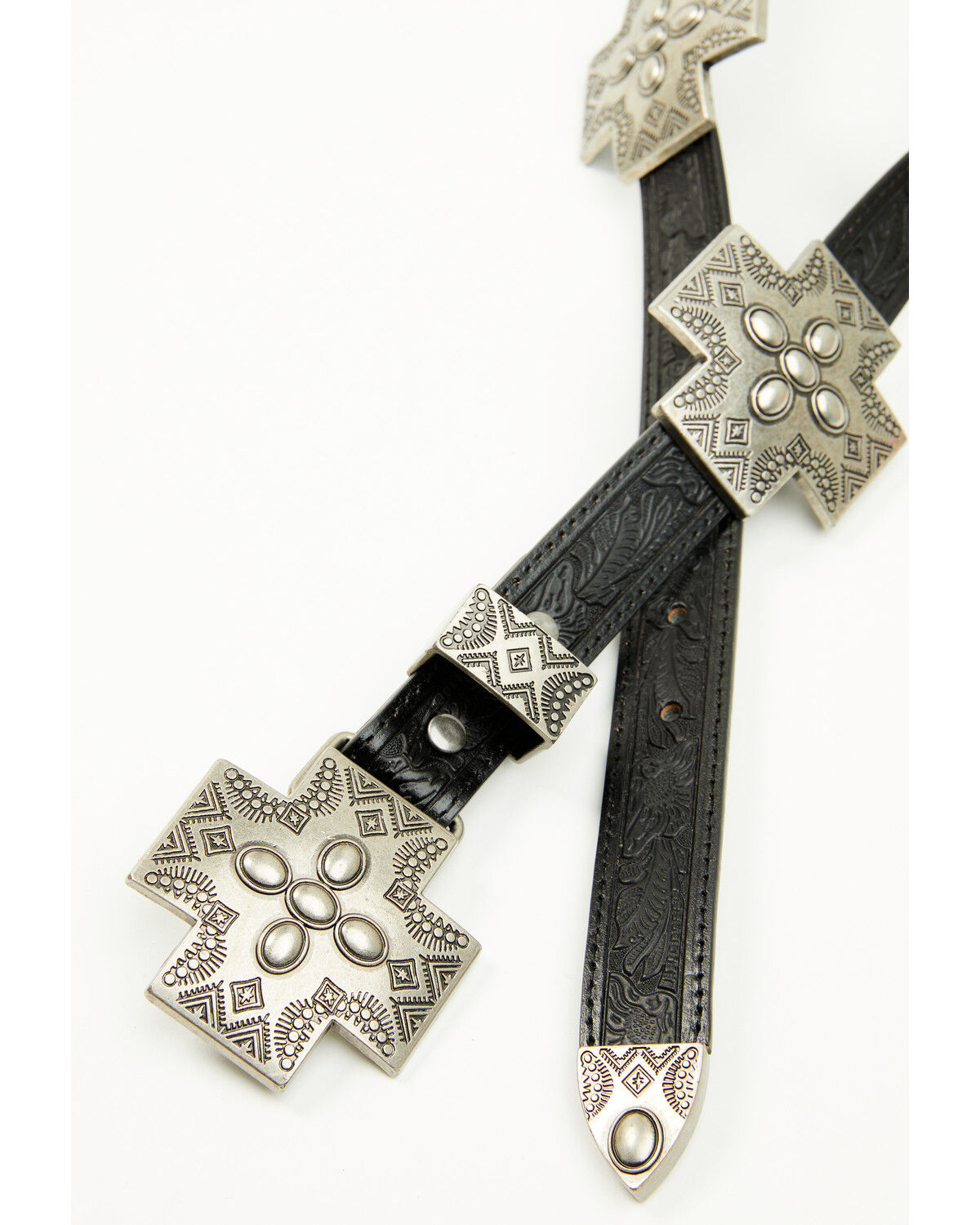 Image #2 - Shyanne Women's Esme Cross Concho Belt, Black, hi-res