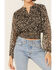 Image #2 - Lush Women's Floral Cropped Blouse , Black, hi-res