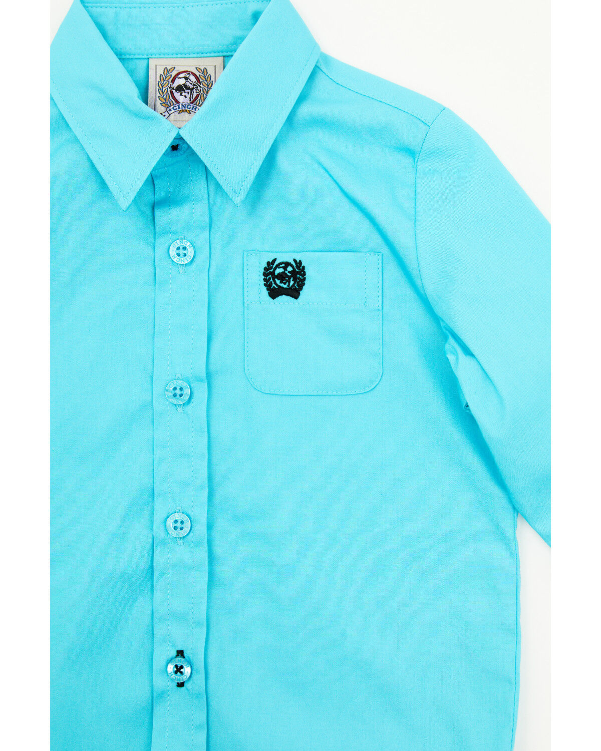 Image #2 - Cinch Infant Boys' Solid Long Sleeve Button-Down Western Shirt, Turquoise, hi-res