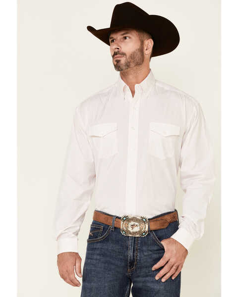 Stetson Men's Small Check Plaid Print Long Sleeve Button Down Western Shirt , Pink, hi-res