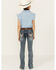 Image #1 - Shyanne Little Girls' Cowhide Steer Head Light Wash Faded Stretch Bootcut Jeans, Light Wash, hi-res