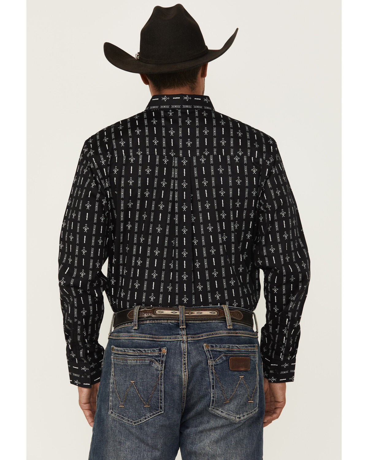 Image #4 - RANK 45® Tiki Room Striped Print Long Sleeve Button-Down Stretch Western Shirt, Black, hi-res