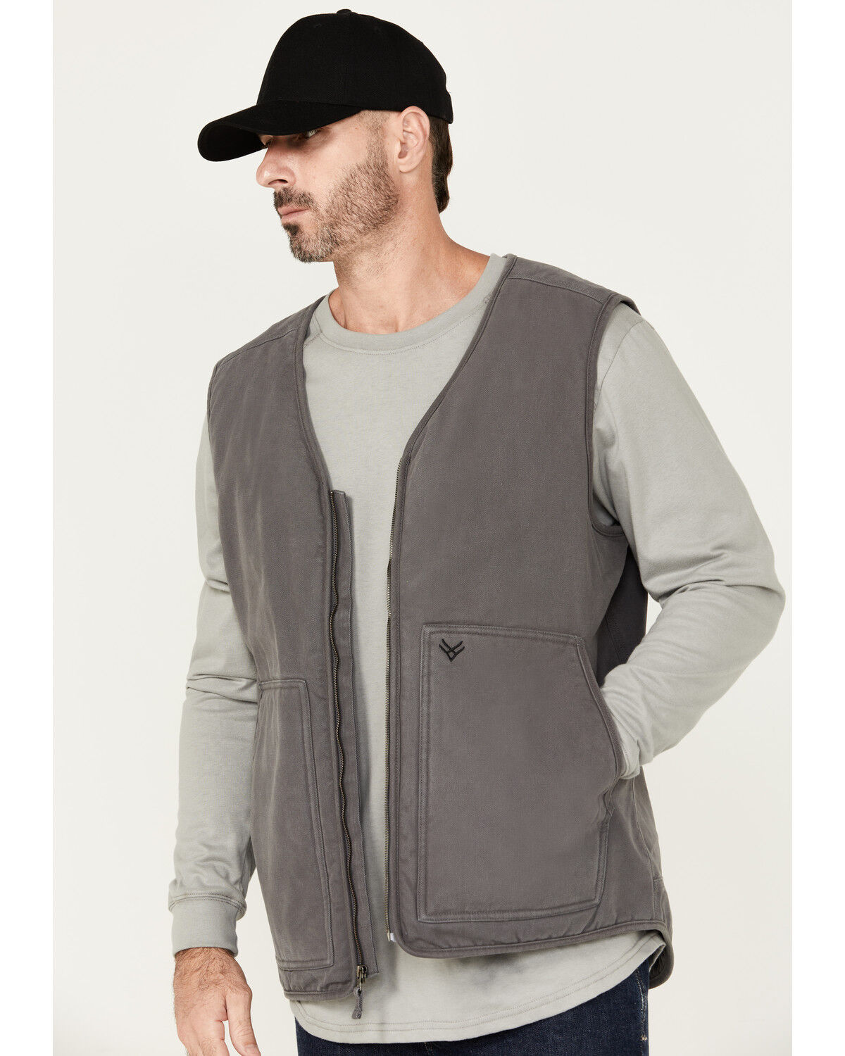 Image #3 - Hawx Men's Weathered Sherpa Lined Work Vest, Charcoal, hi-res
