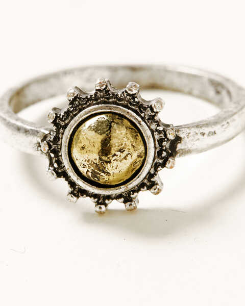 Image #5 - Shyanne Women's Cactus Rose Longhorn 5-Piece Ring Set , Silver, hi-res