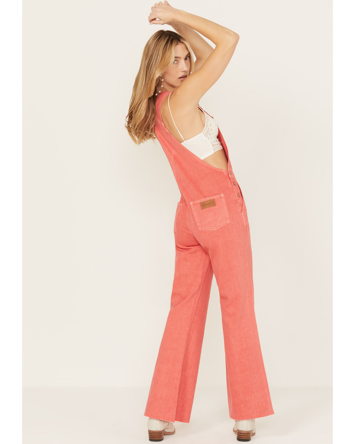Image #4 - Wrangler Women's Flare Overalls, Red, hi-res