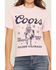 Image #3 - Coors Women's Rhinestone Stars Cowboy Short Sleeve Oversized Graphic Tee, Pink, hi-res