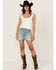 Image #1 - Cello Women's Medium Wash Mid Rise Denim Mini Skirt, Medium Wash, hi-res