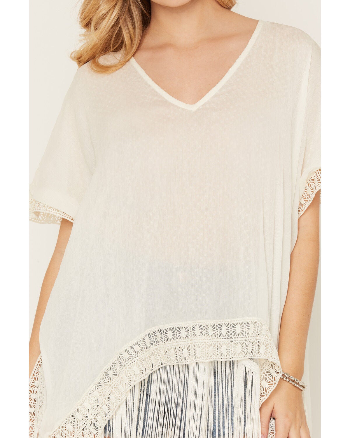 Image #5 - Shyanne Women's Fringe Lace Pullover Kimono, Ivory, hi-res