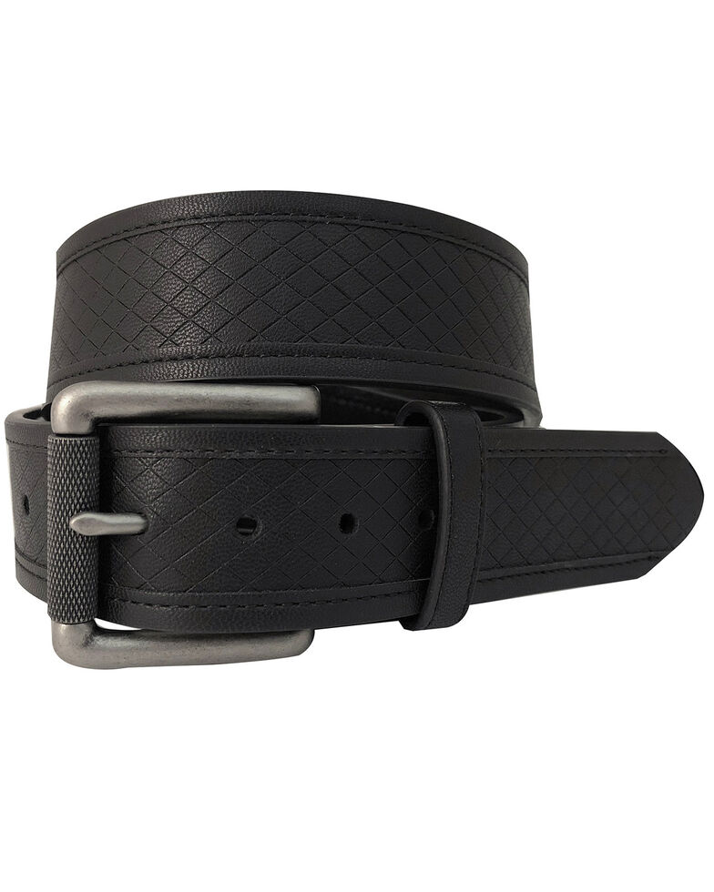 G-Bar-D Men's Black Diamond Embossed Leather Belt , Black, hi-res
