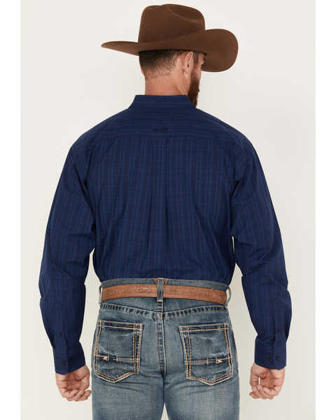 Image #4 - Ariat Men's Gidion Large Plaid Long Sleeve Button Down Shirt, Navy, hi-res
