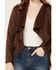 Image #3 - Shyanne Women's Open Front Faux Suede Fringe Jacket , Dark Brown, hi-res