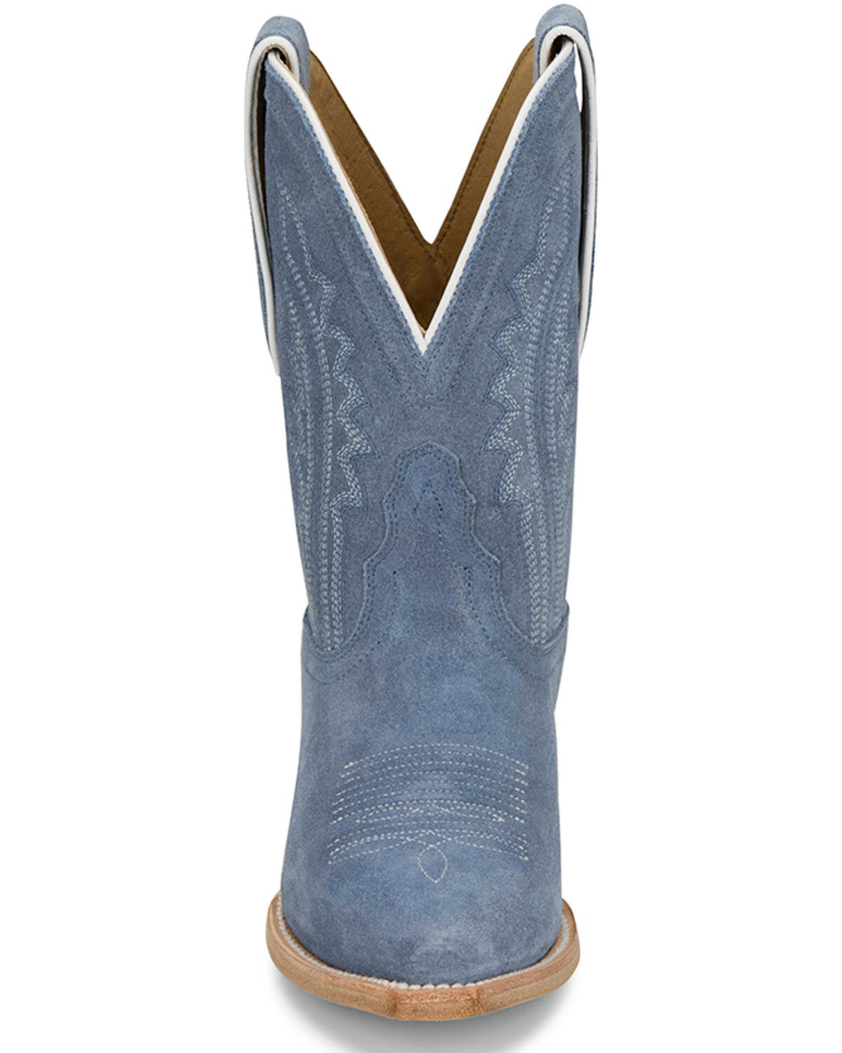 Image #4 - Tony Lama Women's Lea Suede Western Booties - Snip Toe, Light Blue, hi-res