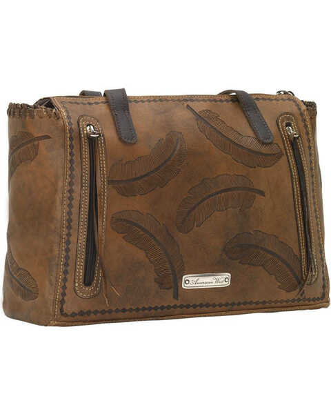Image #3 - American West Women's Brown Sacred Bird Concealed Carry Tote , Distressed Brown, hi-res