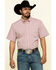 Cody James Core Men's Ring Of Fire Check Plaid Short Sleeve Western Shirt , Coral, hi-res