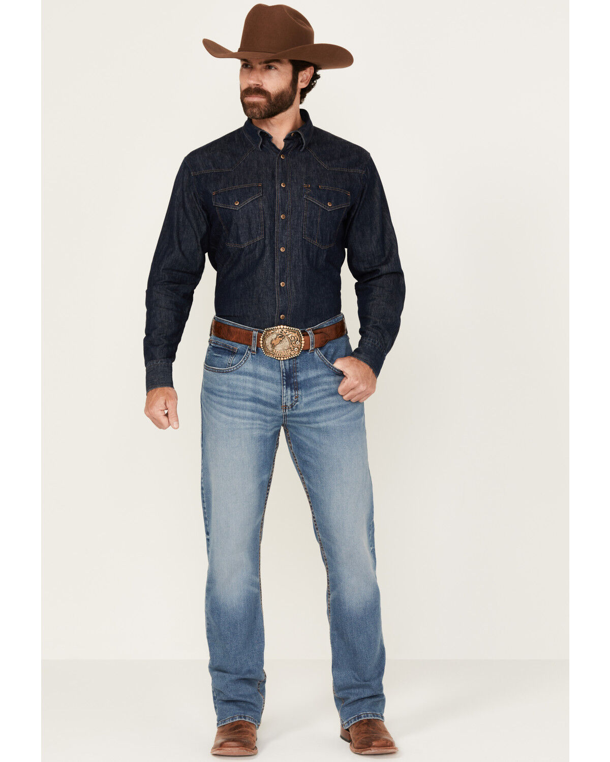 Image #1 - Wrangler 20X Men's Wright Medium Wash Slim Bootcut Stretch Denim Jeans, Medium Wash, hi-res