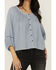 Image #3 - Cleo + Wolf Women's Brie Crochet Trim Long Sleeve Shirt, Light Blue, hi-res