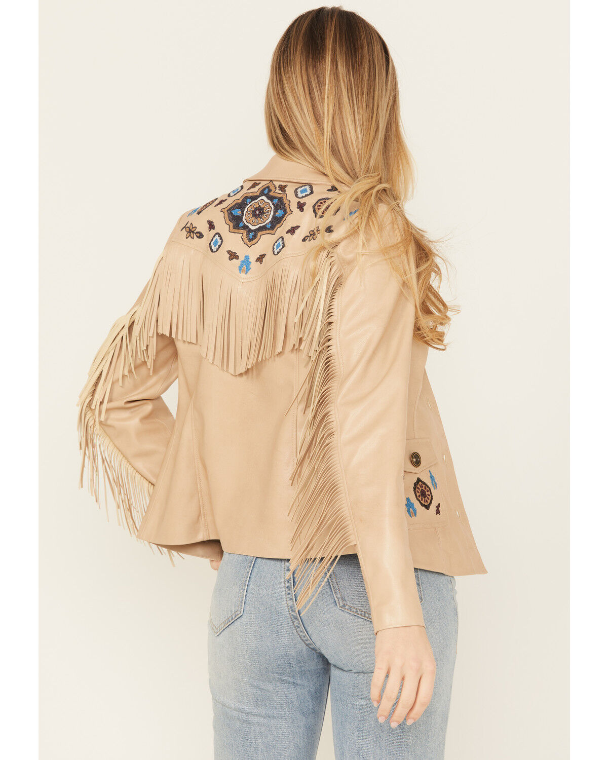 Image #4 - Shyanne Women's Embroidered Faux Leather Jacket, Sand, hi-res