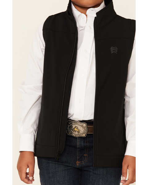 Image #3 - Cinch Boys' Solid Bonded Zip-Up Vest , Black, hi-res