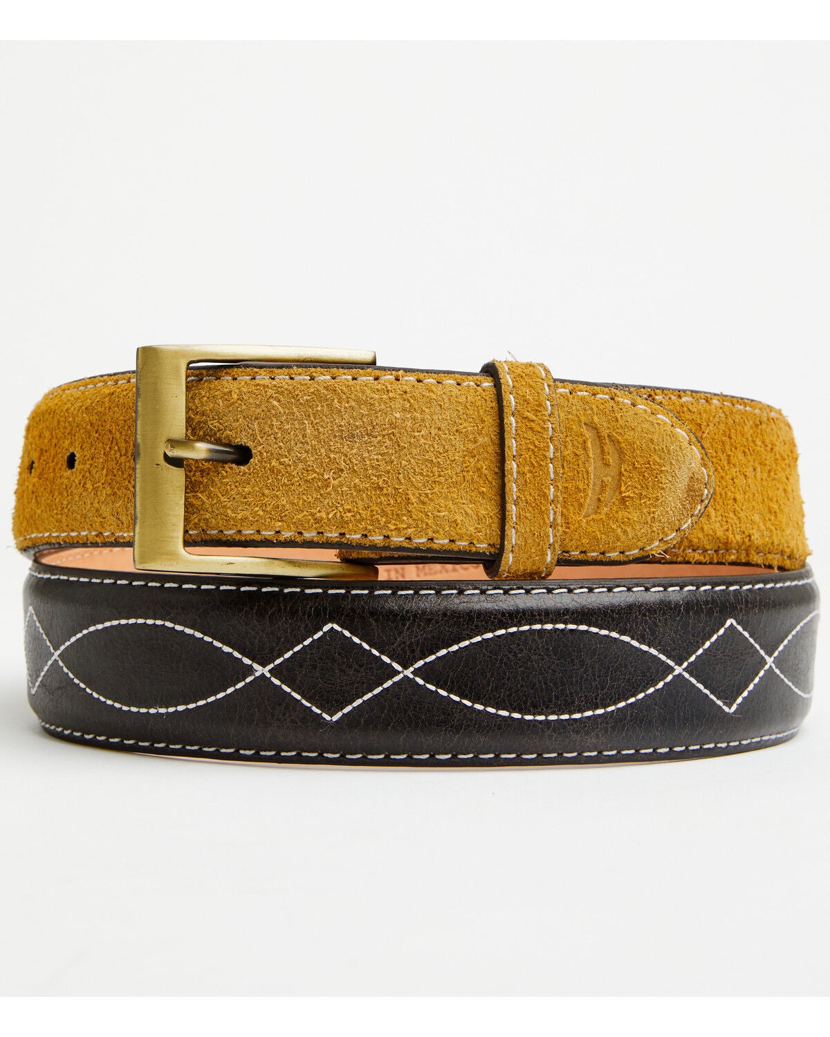 Hondo Boots Men's Boot Barn Exclusive Roughout Contrast Billet Leather Belt, Brown, hi-res