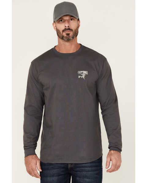 Cody James Men's FR Charcoal Bandit Graphic Long Sleeve Work T-Shirt - Tall , Charcoal, hi-res