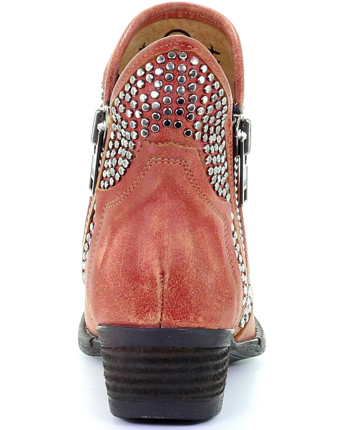 Image #4 - Circle G Women's Studded Booties - Round Toe, Orange, hi-res