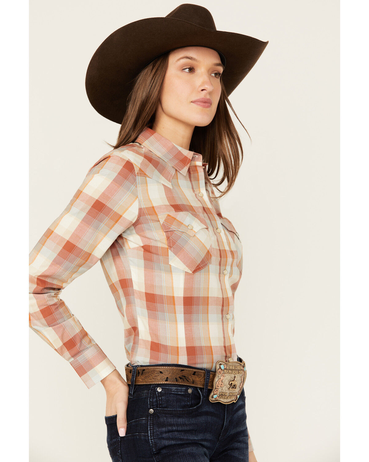 Image #2 - Wrangler Retro Women's Plaid Print Long Sleeve Pearl Snap Western Shirt, Multi, hi-res
