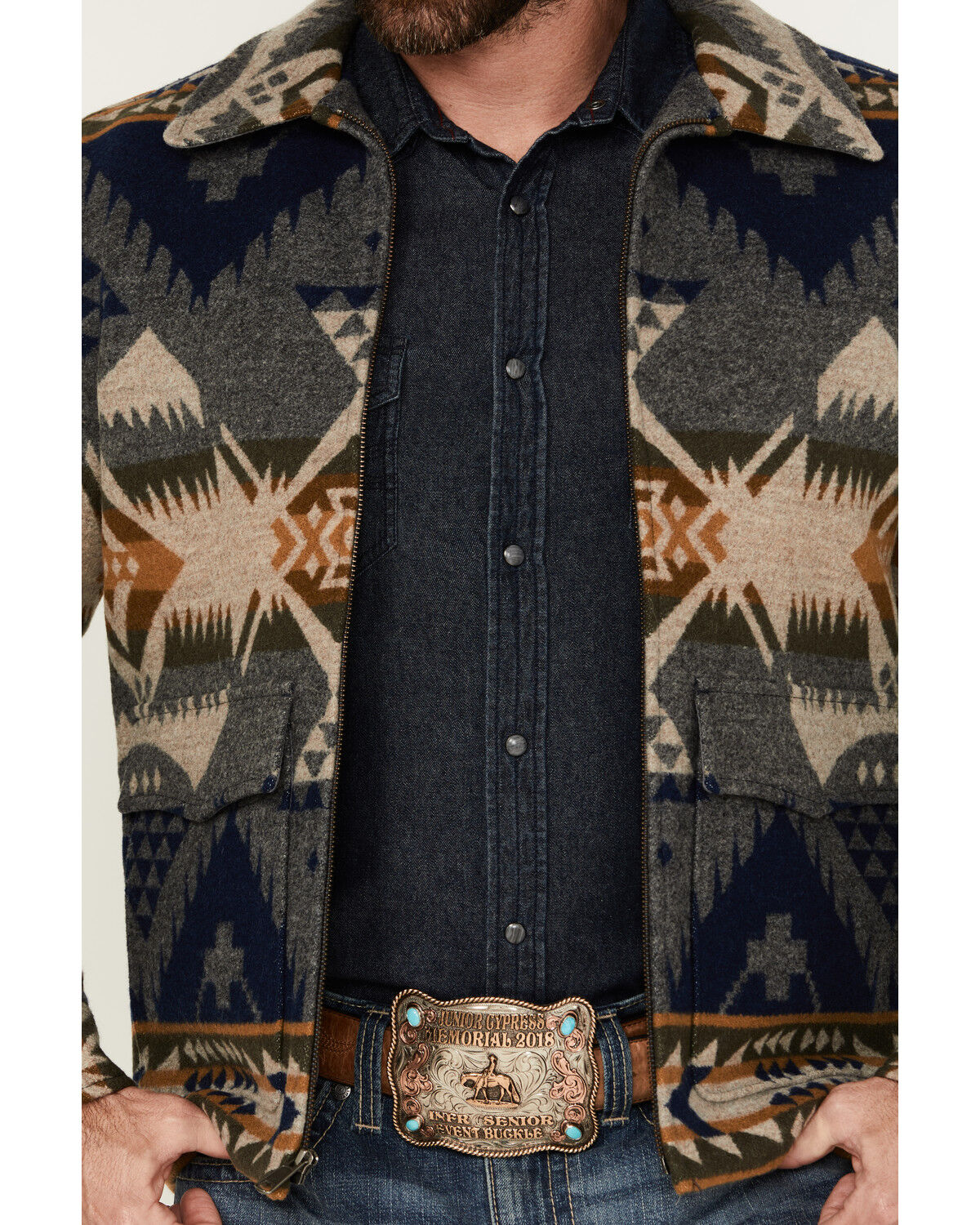 Image #3 - Pendleton Men's Colton Printed Zip Jacket, Grey, hi-res