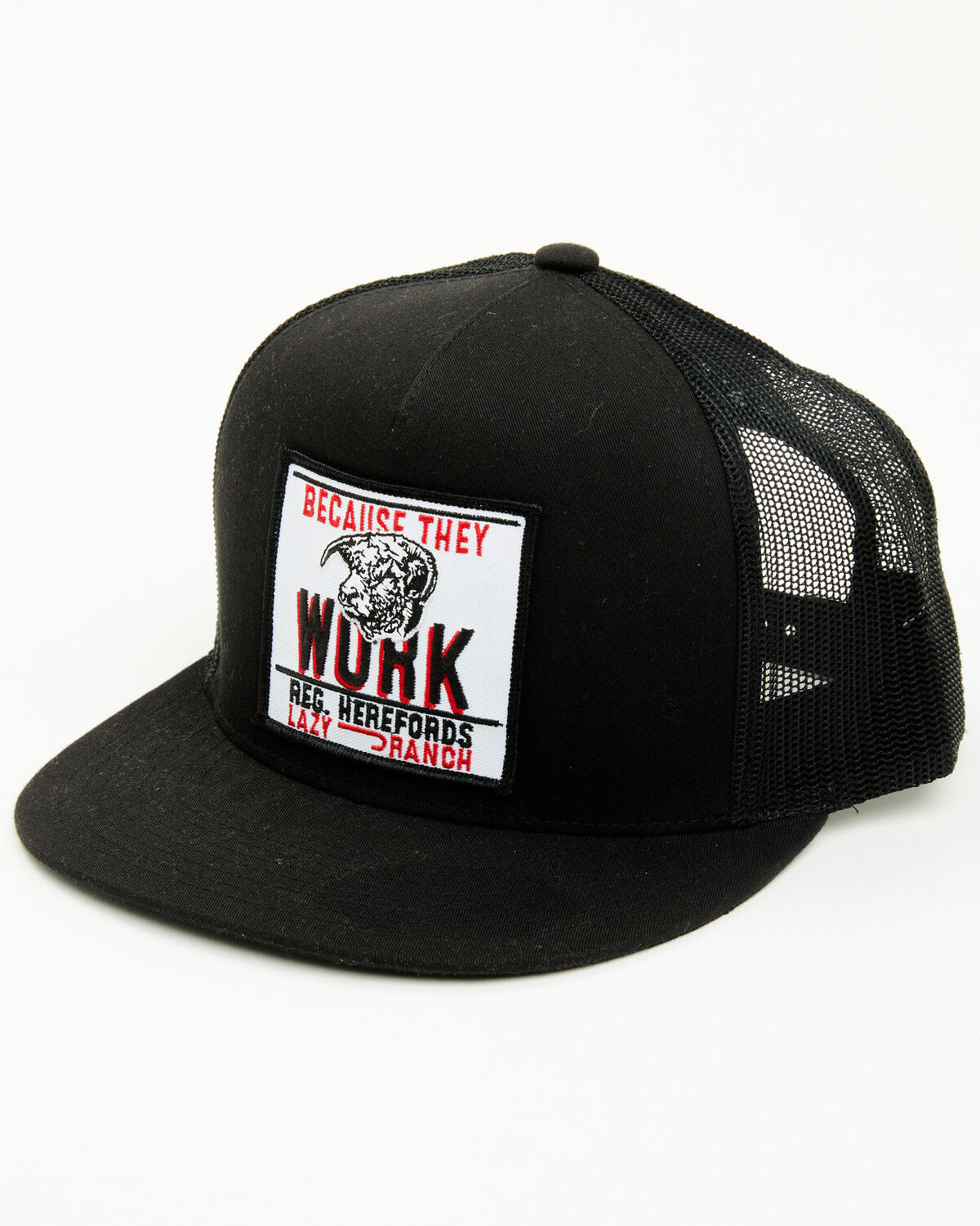 Image #1 - Lazy J Ranch Wear Men's Boot Barn Exclusive Because They Work Ball Cap, Black, hi-res