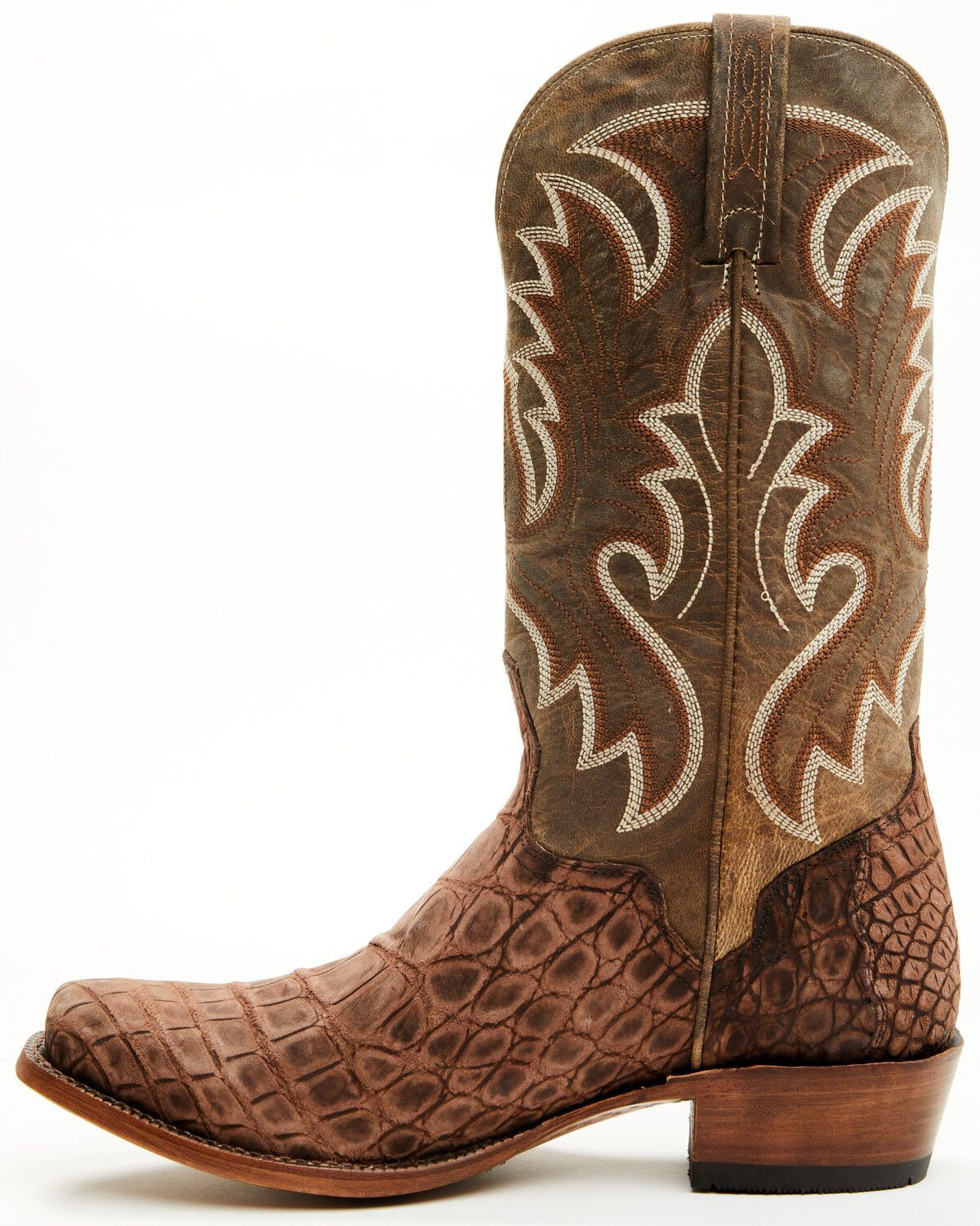 Image #3 - El Dorado Men's Exotic Alligator Western Boots - Square Toe, Brown, hi-res
