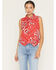 Image #1 - Wrangler Retro Women's Bandana Print Sleeveless Cropped Snap Western Shirt, Red, hi-res