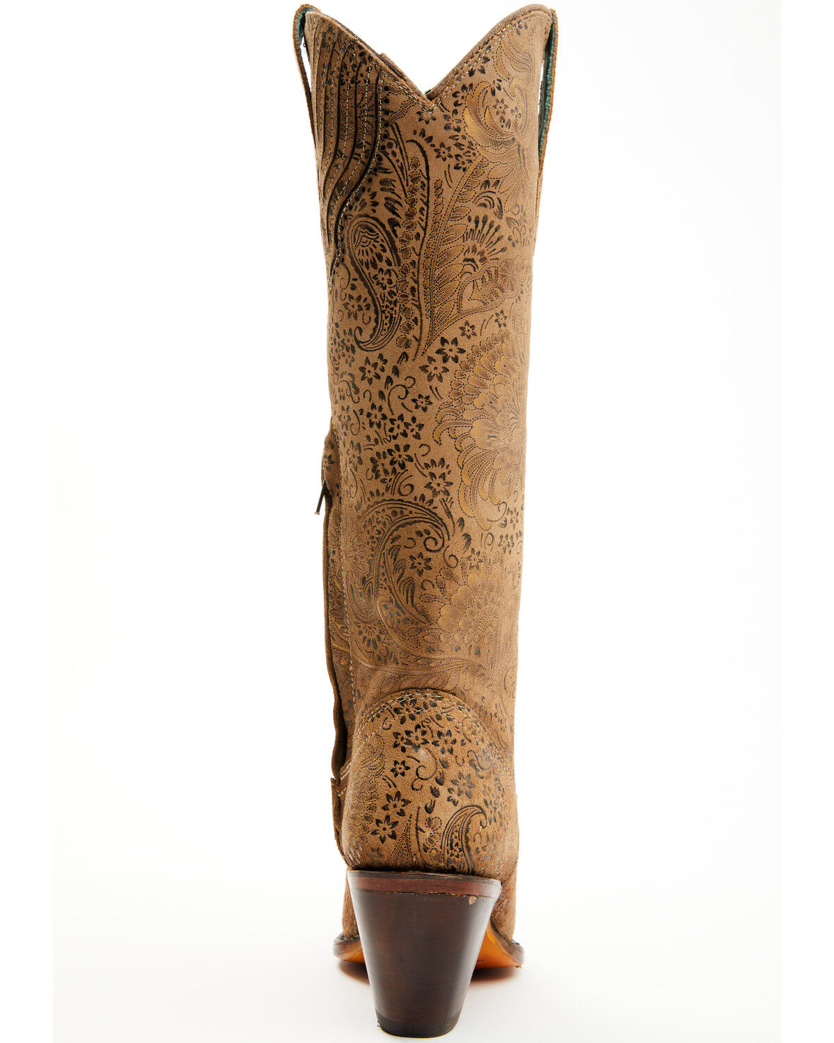 Image #5 - Corral Women's Stamped Floral Suede Tall Western Boots - Snip Toe, Sand, hi-res