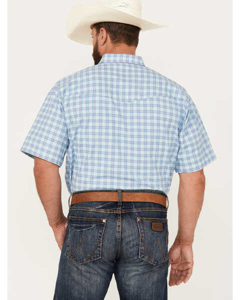 Image #4 - Resistol Men's Delray Plaid Print Long Sleeve Button Down Western Shirt, Aqua, hi-res