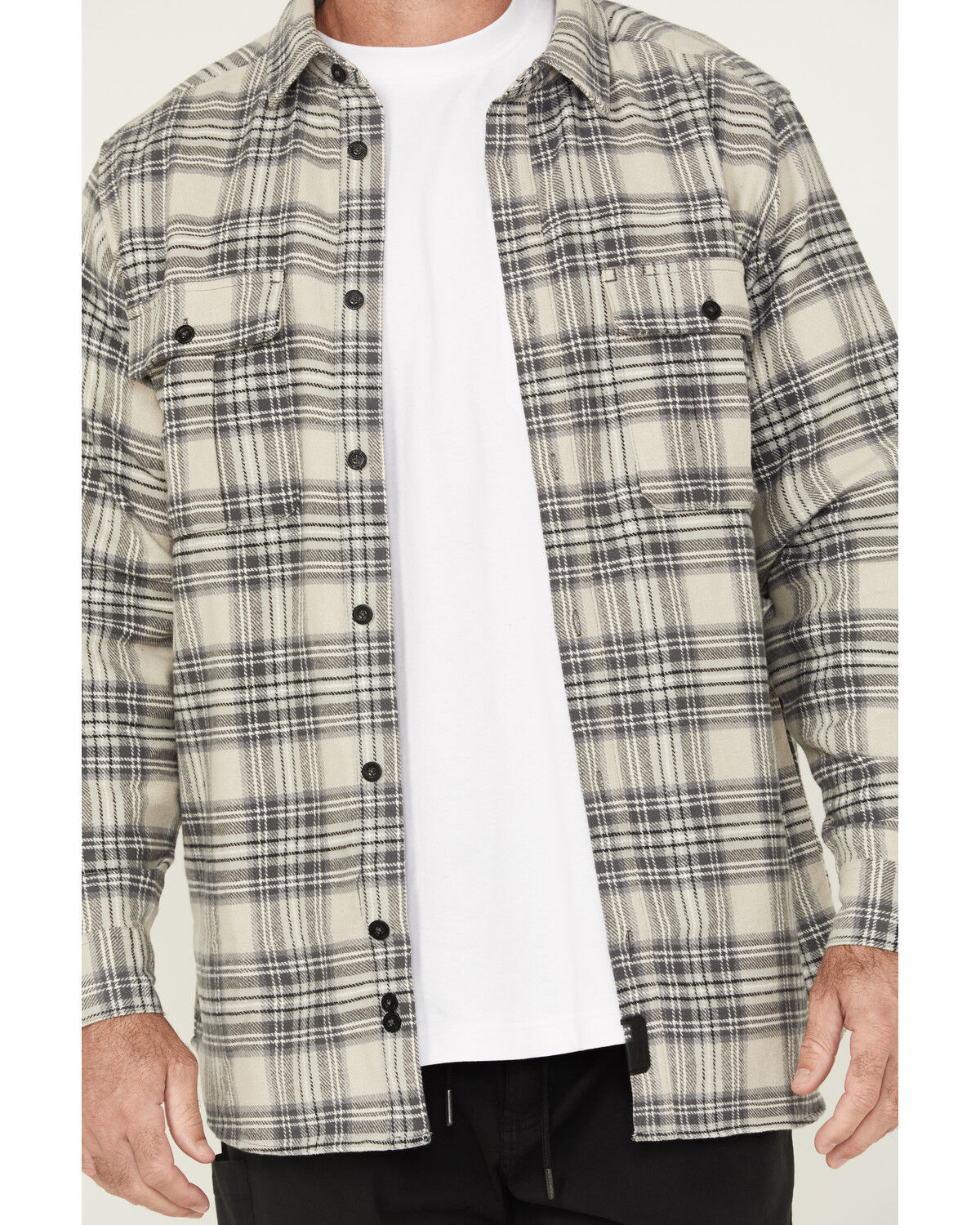 Image #3 - Thorogood Men's Plaid Print Heavyweight Brushed Flannel Long Sleeve Button-Down Shirt, Grey, hi-res
