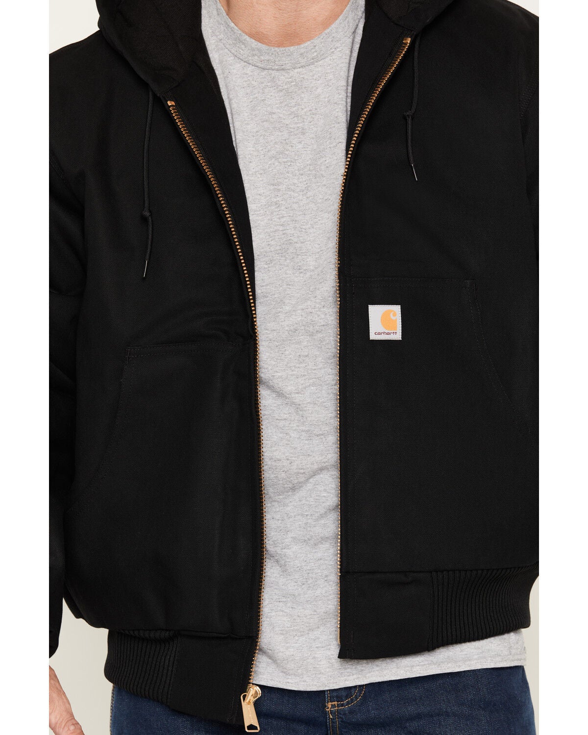 Image #3 - Carhartt Men's Flannel Lined Loose Fit Firm Duck Active Jacket - Tall, Black, hi-res
