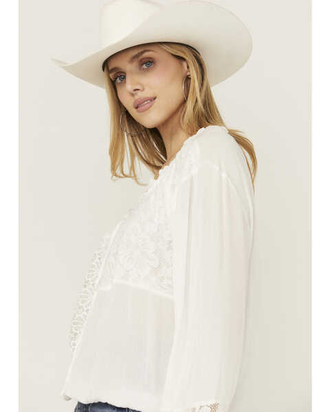 Image #3 - Wild Moss Women's Mixed Media Lace Top, White, hi-res
