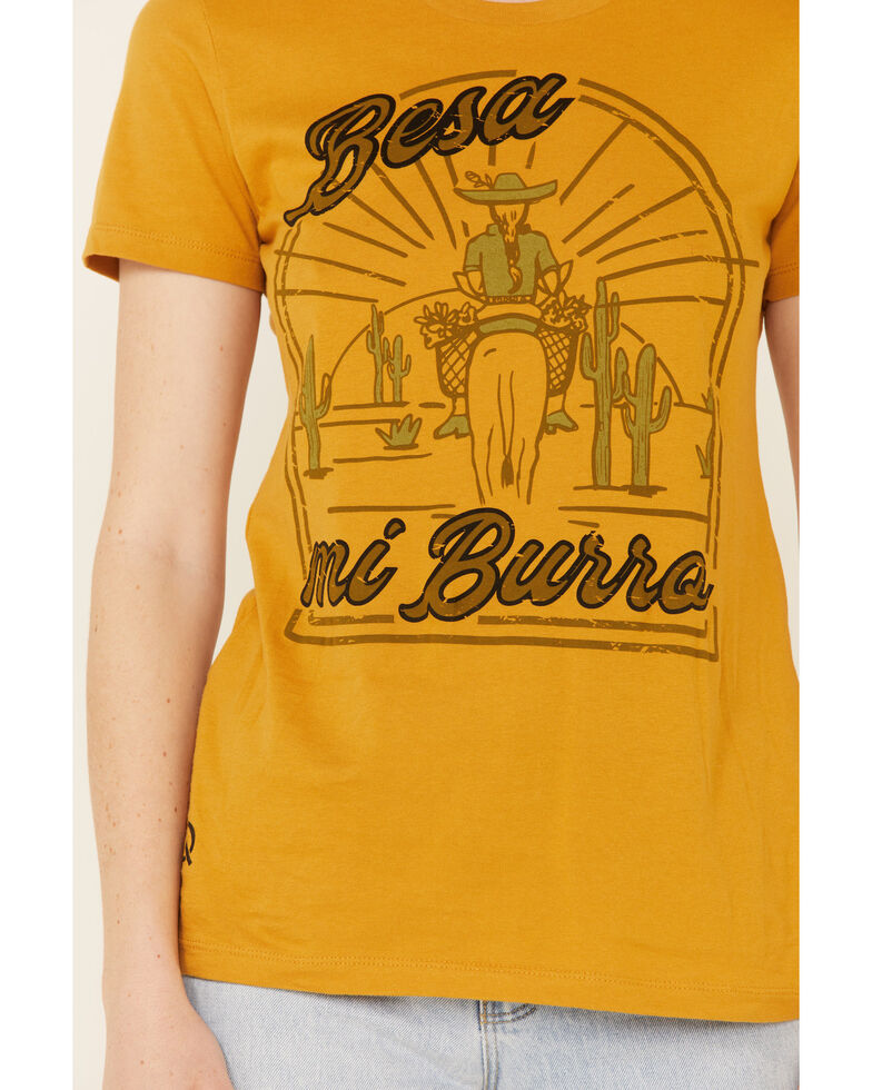 Rodeo Quincy Women's Besa Mi Burro Graphic Short Sleeve Tee , Dark Yellow, hi-res